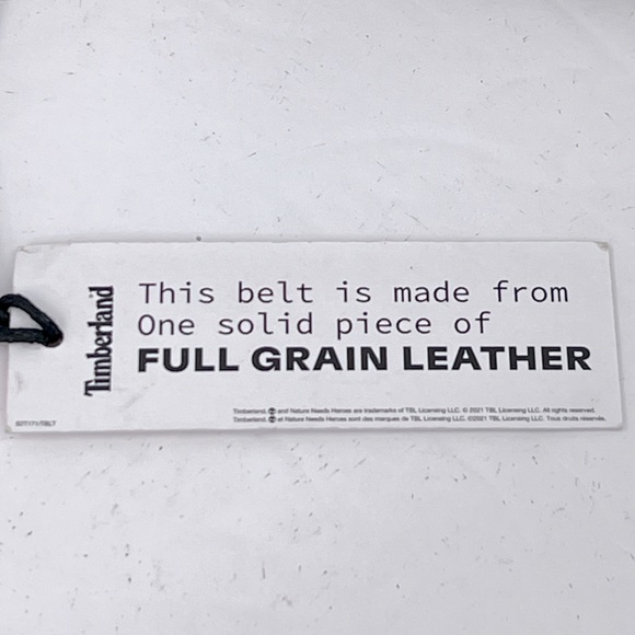 TIMBERLAND MEN’S BELT, BROWN COLOR, LEATHER WITH GOLD BUCKLE, LARGE (38/40) - Picture 8 of 10